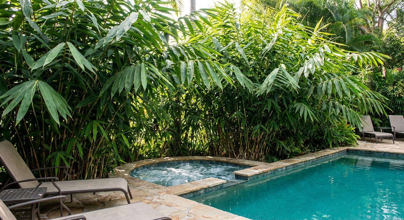 Tiger Grass - Thysanolaena maxima around the pool